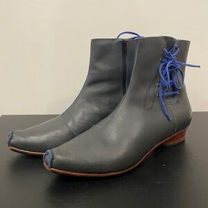 John Fluevog NORTHWOOD LE TUBE BLUE GREY LEATHER BOOT
